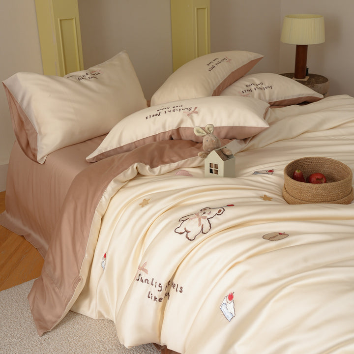 Lyocell bedding set, 60s, embroidery, summer