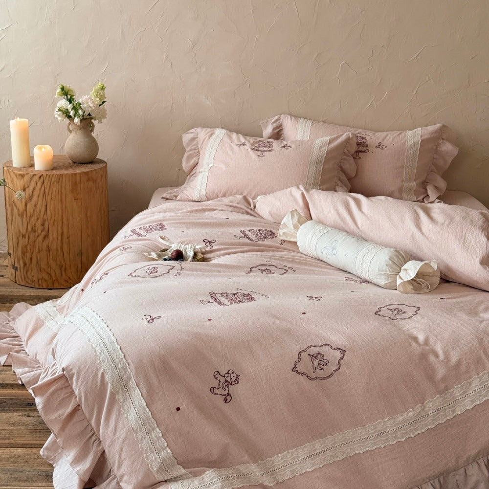 4-piece bedding set made of cotton-linen blend