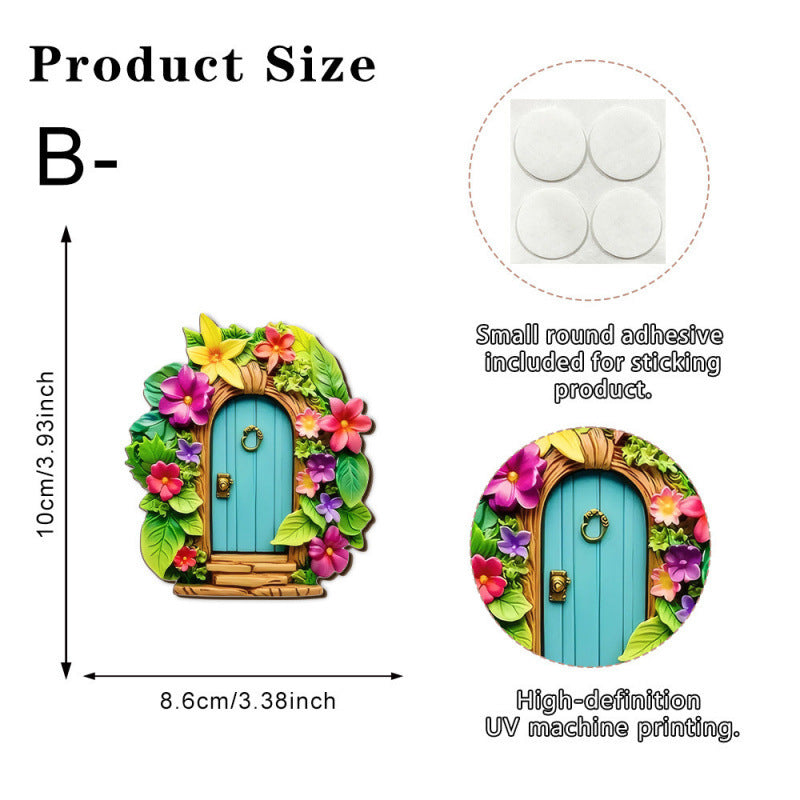 Decorative 2D Elf Door made of Pine Wood for Garden and House