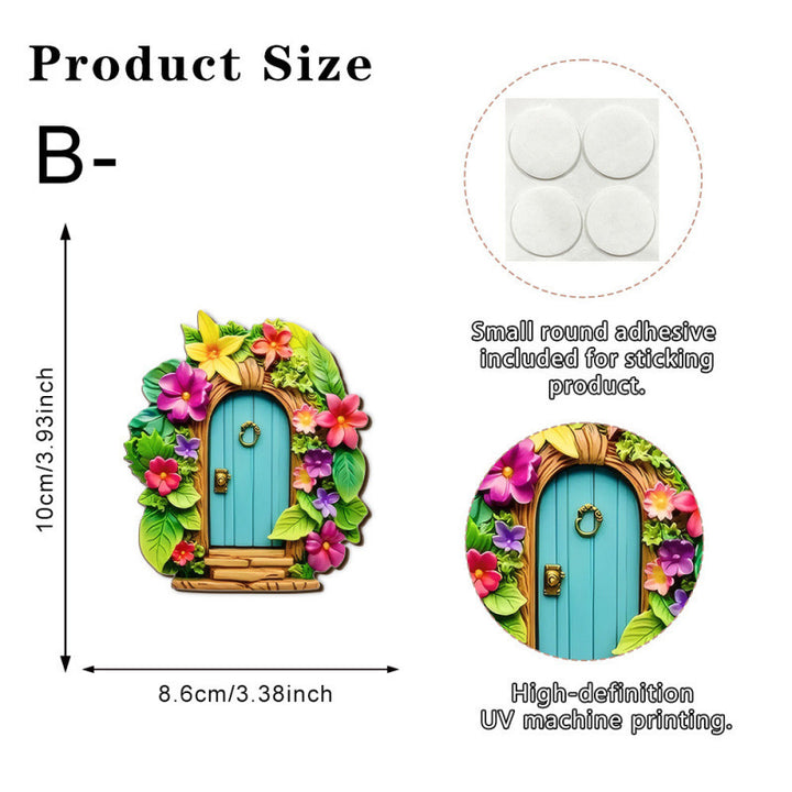 Decorative 2D Elf Door made of Pine Wood for Garden and House