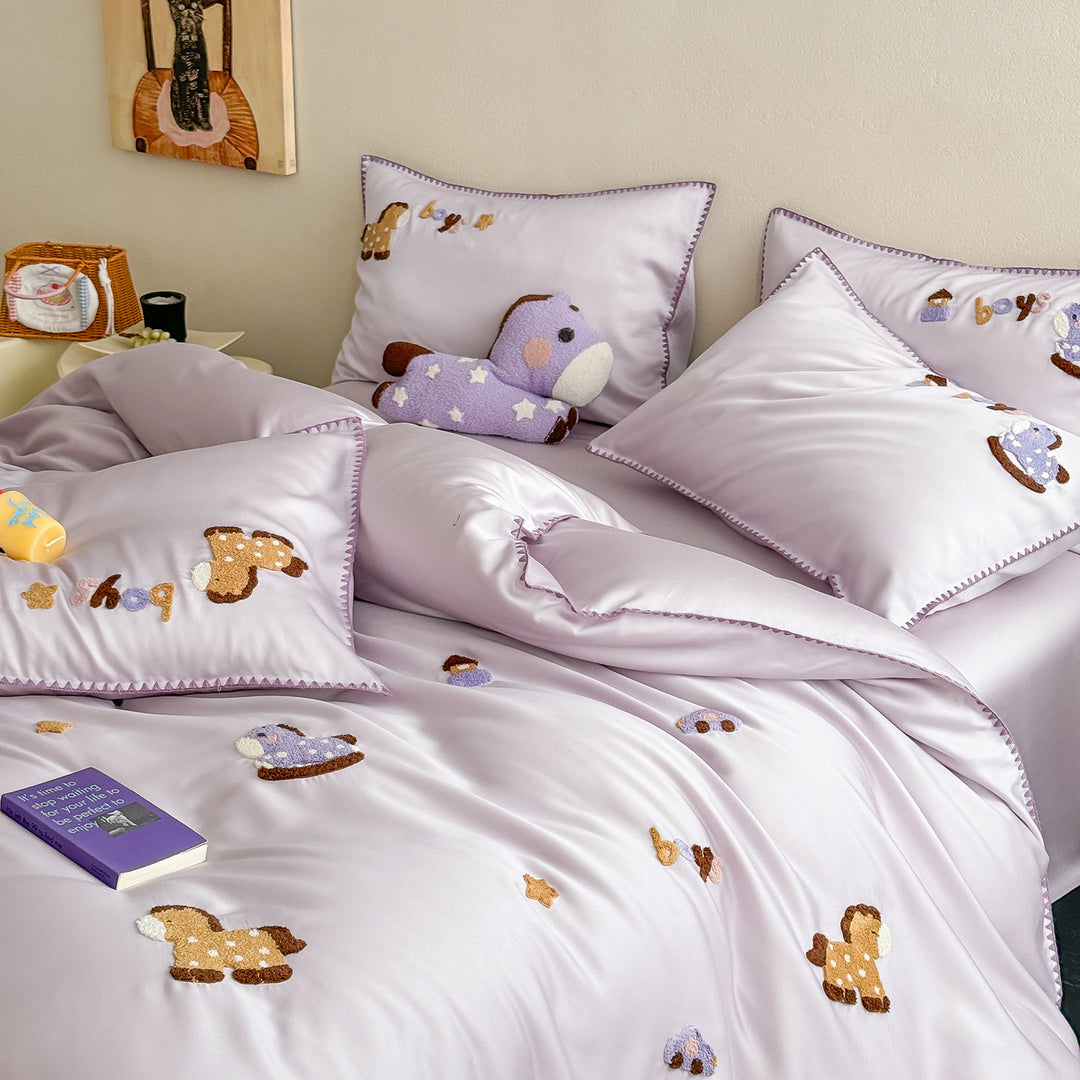 Lyocell bedding, 4-piece, embroidery, summer