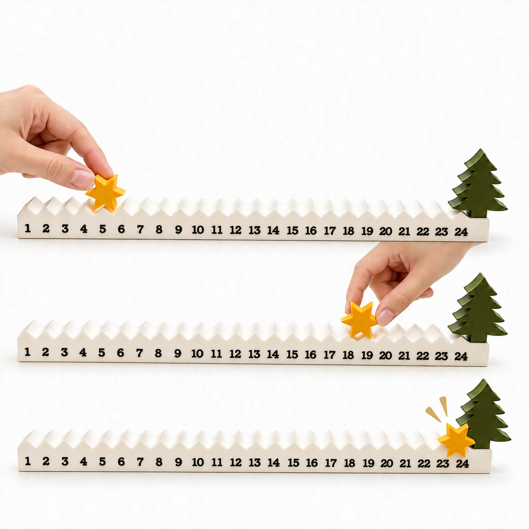 3D-printed Christmas tree advent calendar as table decor