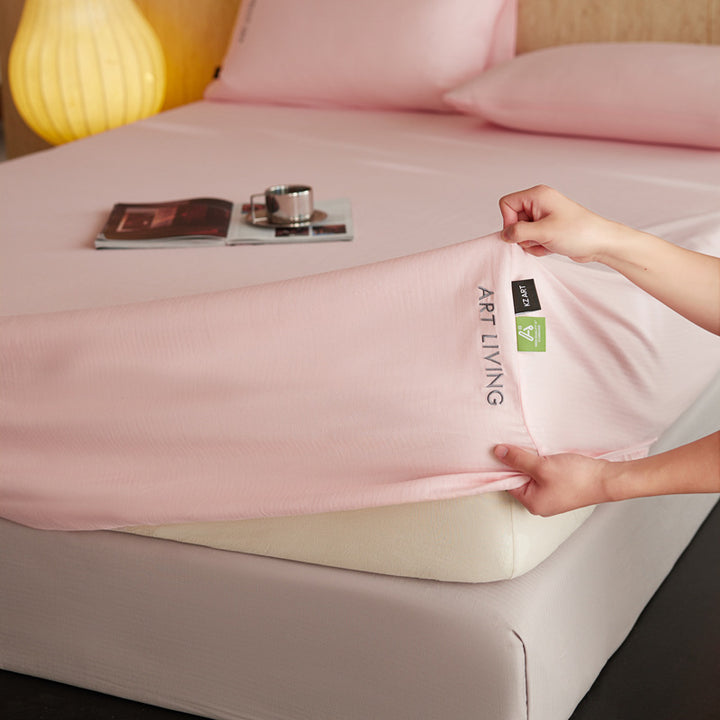 Minimalist Cotton Fitted Sheet Set, Herringbone Pattern