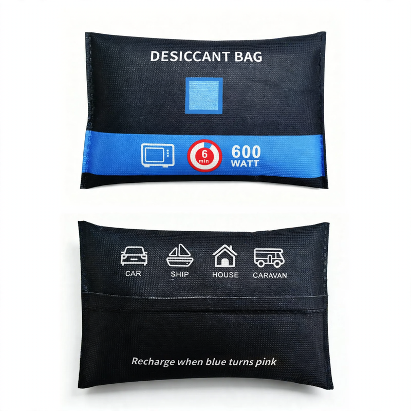 Silicone desiccant bags for moisture regulation