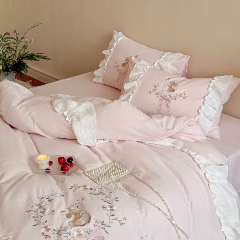 Cotton bedding set, double gauze with embroidery