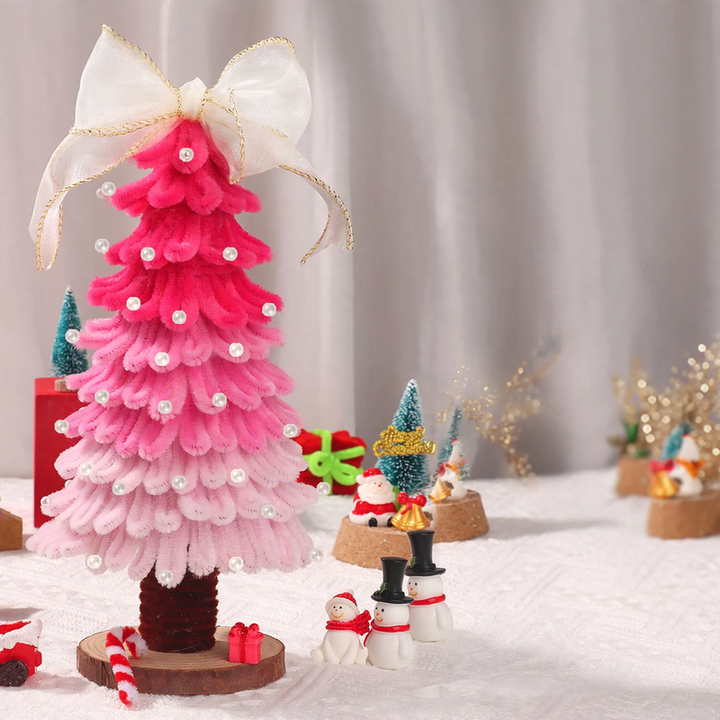 DIY Christmas Tree Craft Set with Wooden Base