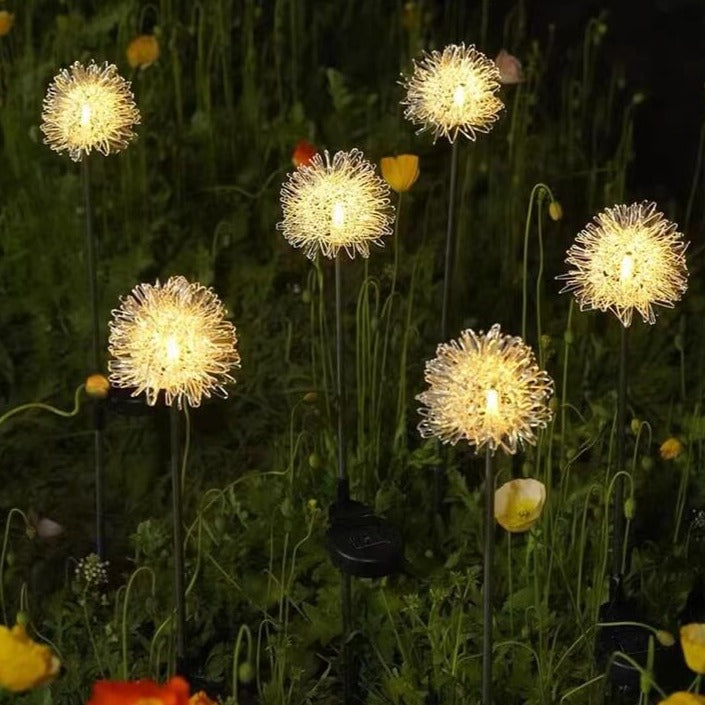 Solar Dandelion Aluminum Wire Globe Light LED Outdoor Waterproof Luminous Garden Insert Ground Landscape Light | Stornfield