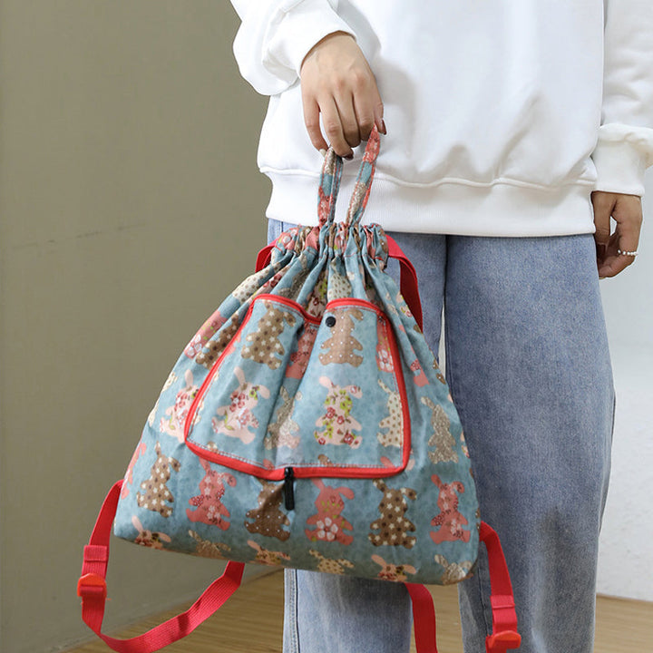 Foldable Printed Nylon Backpack with Drawstring | Stornfield