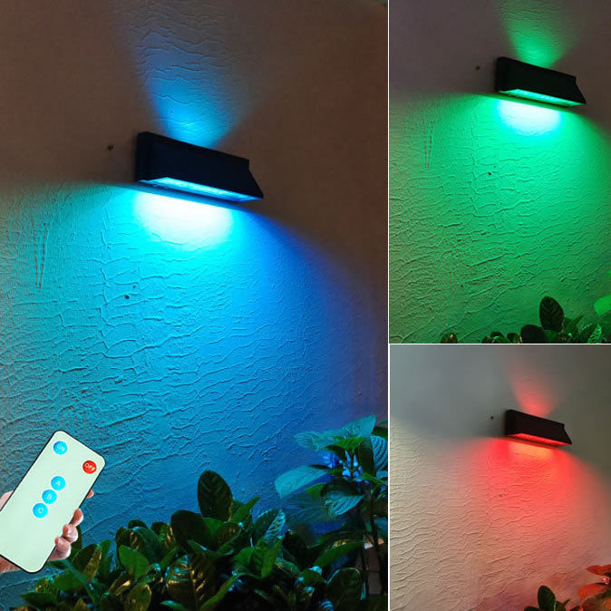 Outdoor Solar Waterproof Rectangular Slant LED Patio Wall Sconce Lamp | Stornfield