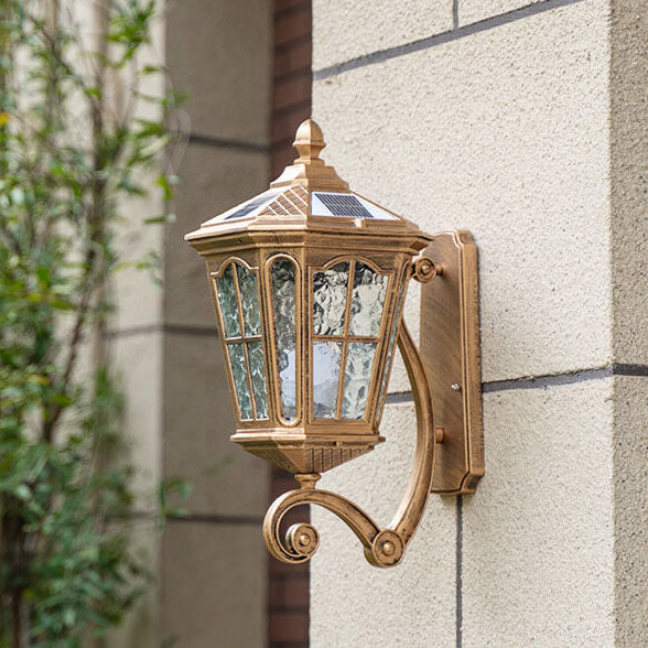 European Solar Outdoor Lantern Aluminum Glass Waterproof 1-Light Wall Sconce Lamp | Stornfield