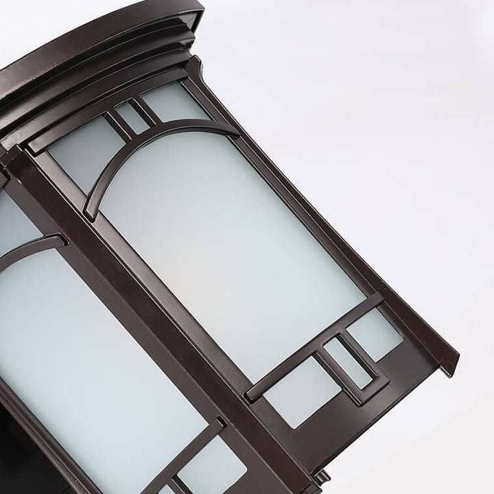 Modern Square Aluminum Glass Carved 1-Light Outdoor Waterproof Wall Sconce Lamp | Stornfield