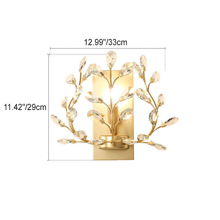 Stornfield | Luminis Wall Sconce | Luxury Crystal Design | Leaf Pattern | 1-Light & Modern