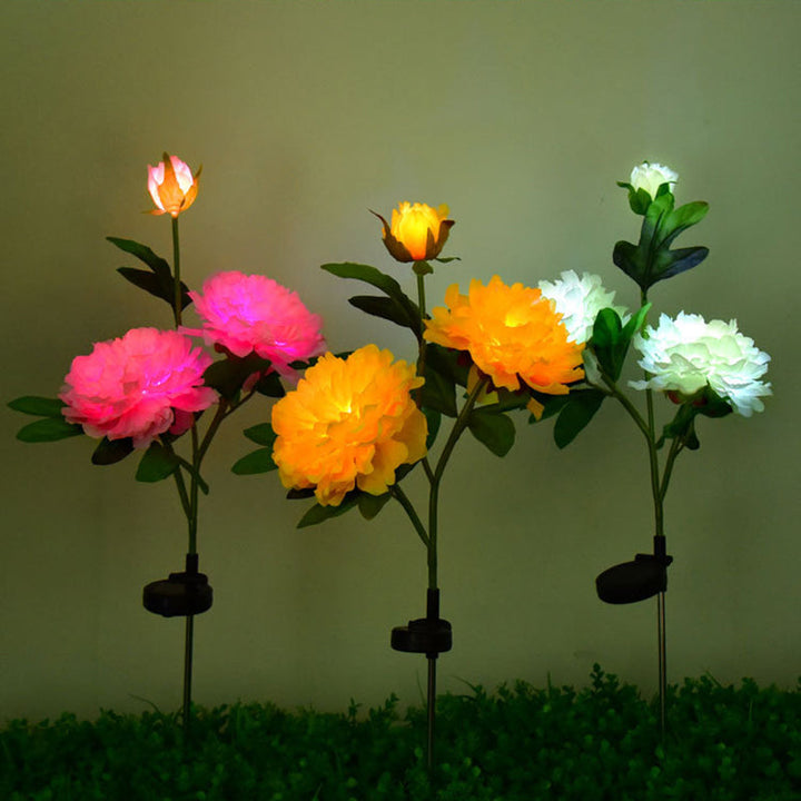 Contemporary Creative Solar Peony Flower LED Waterproof Lawn Landscape Insert Light For Outdoor Patio | Stornfield
