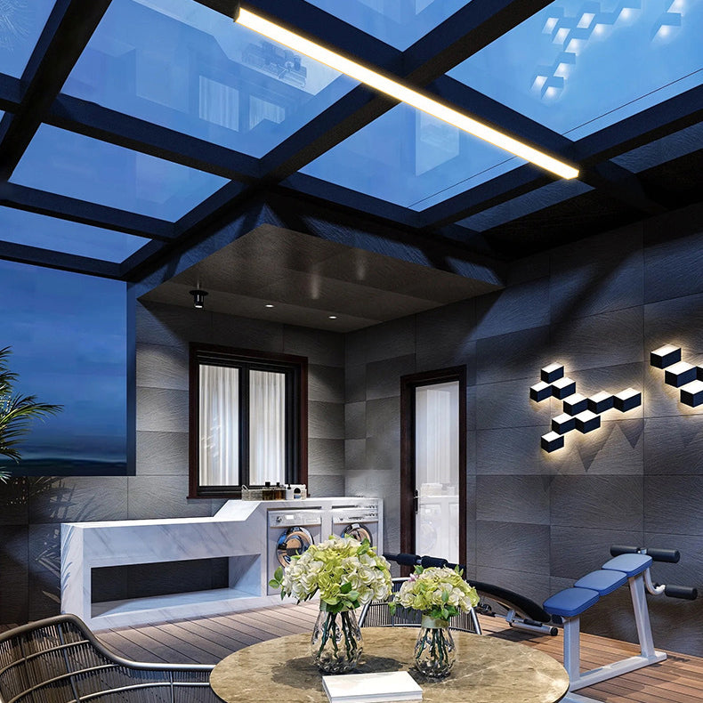 Modern Minimalist Long Rectangle Aluminum PC LED Flush Mount Ceiling Light For Outdoor Patio | Stornfield