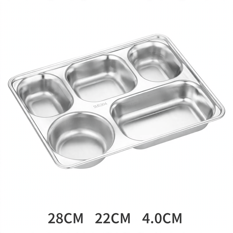 Stainless steel tray with compartments, square