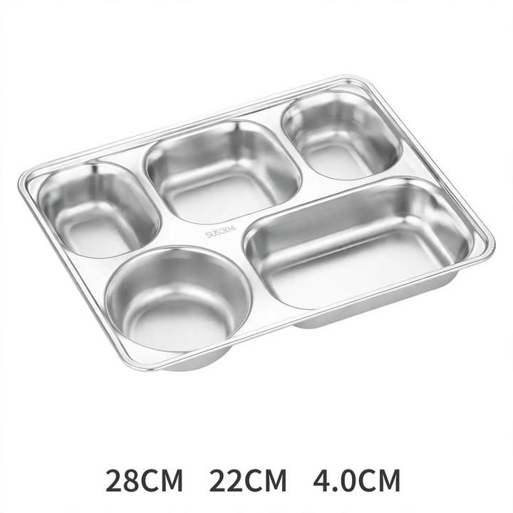 Stainless steel tray with compartments, square