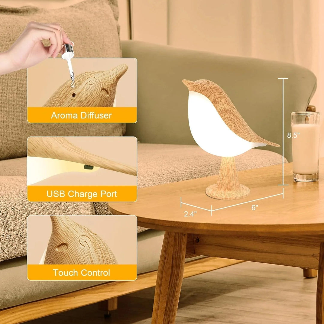 Stornfield | Touch Control Wooden Night Light - Rechargeable LED Bedside Lamp