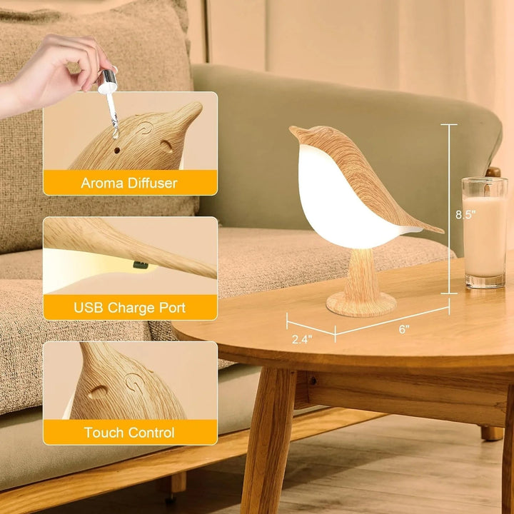Stornfield | Touch Control Wooden Night Light - Rechargeable LED Bedside Lamp