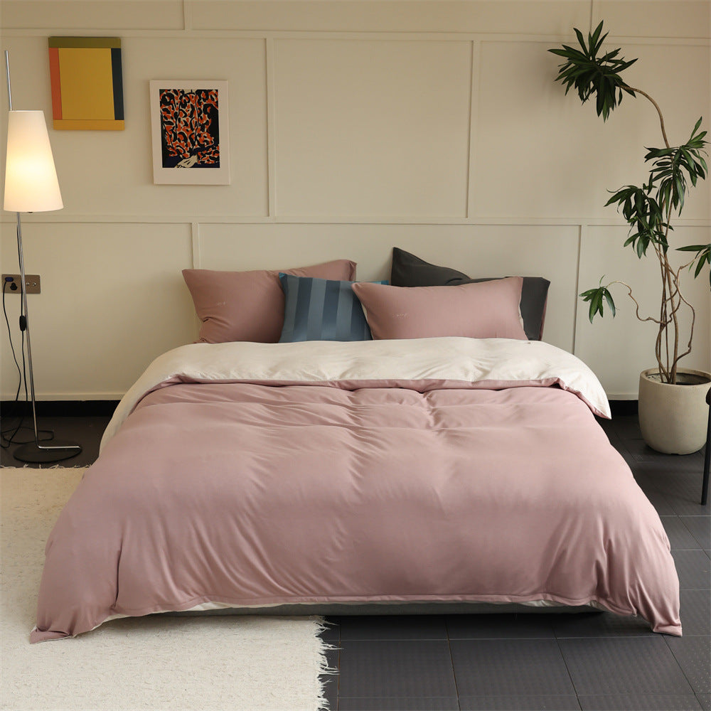 Knitted cotton bedding set, 4-piece, warming, double-sided