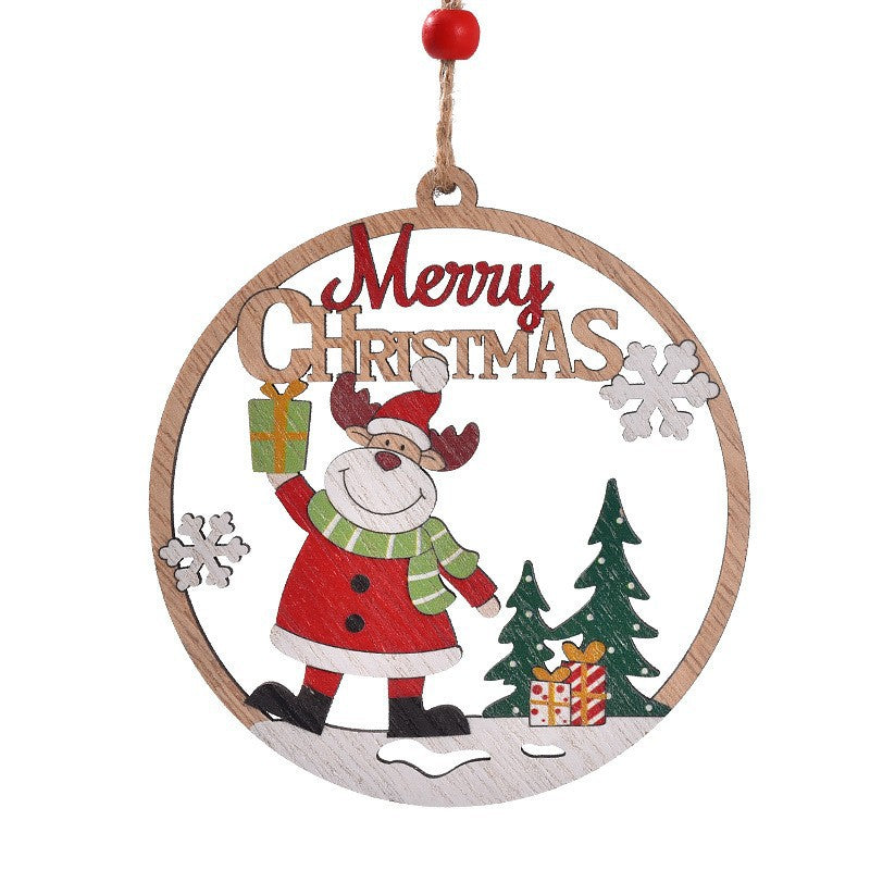Decorative gnome wooden pendant with Christmas motifs