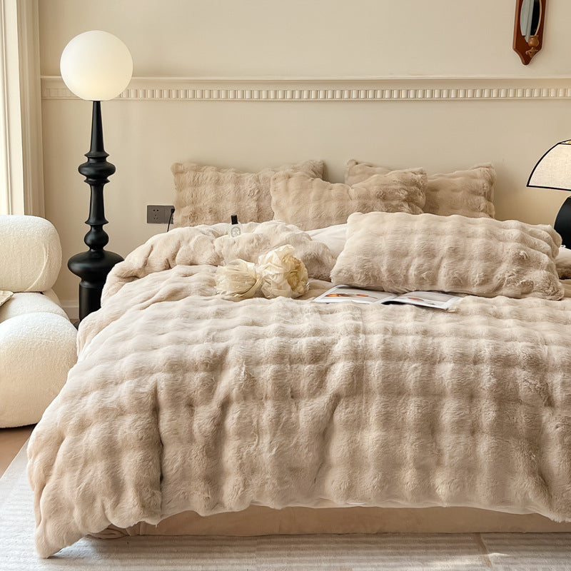 Winter bedding set made of thick milk fiber fleece