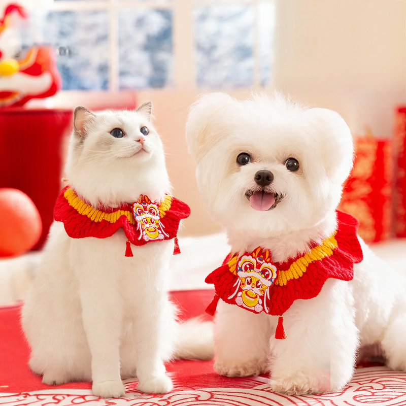 Hand-knit neck scarf for pets