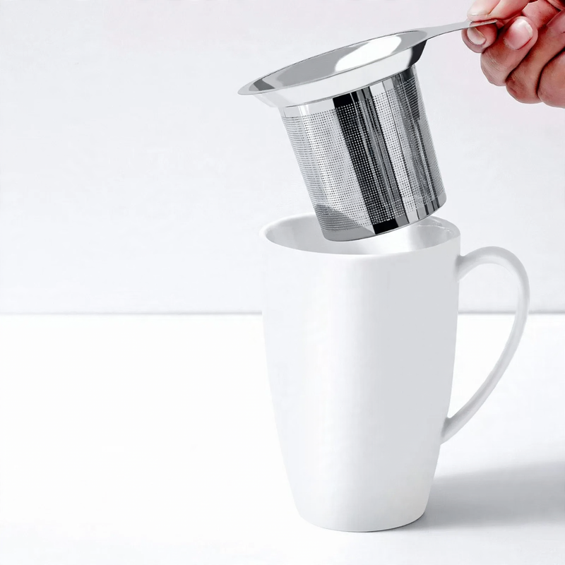 Ceramic coffee mug with tea strainer, 350 ml