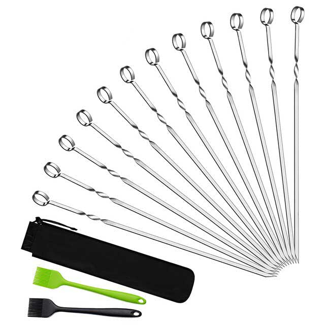 15pcs BBQ Skewers Set With Brush Barbecue Outdoor Grill Accessory | Stornfield