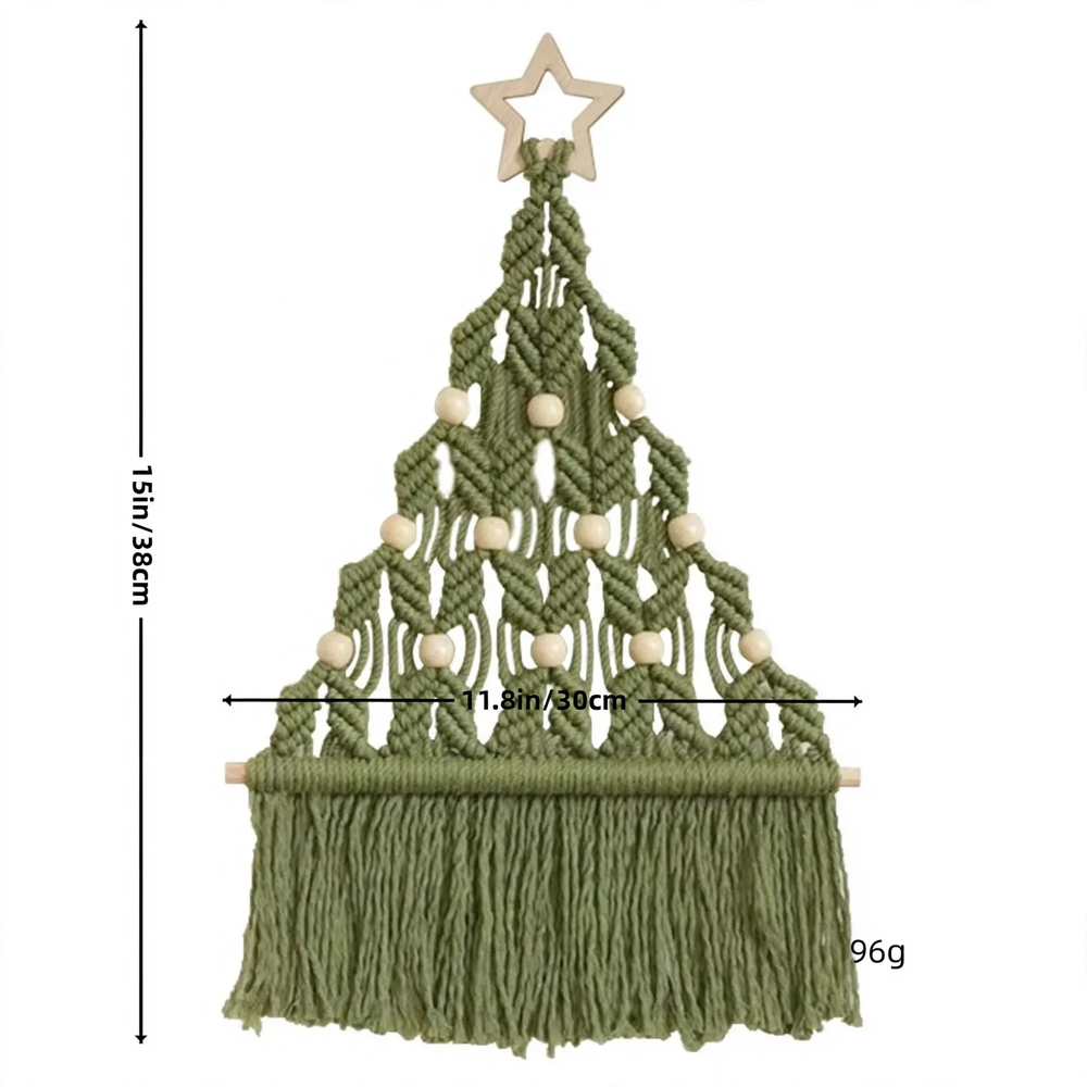 Handmade Christmas tree wall hanging made of cotton rope
