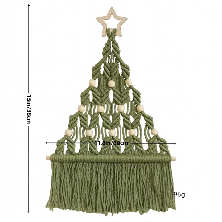 Handmade Christmas tree wall hanging made of cotton rope