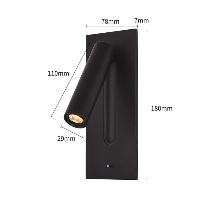 Wall lamp with reading light and USB charging port