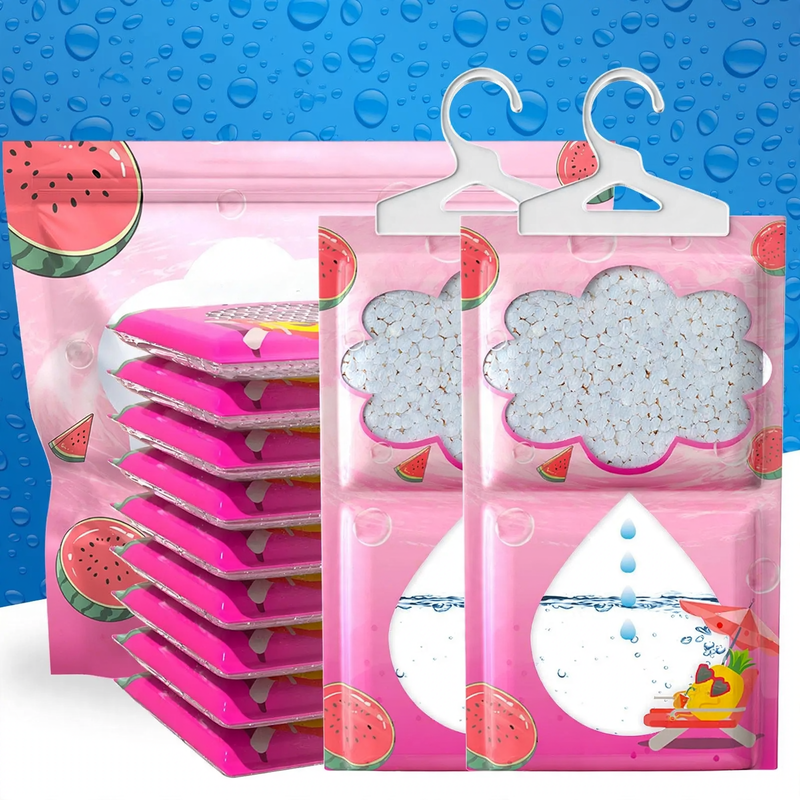 Hanging dehumidifying bag for the household
