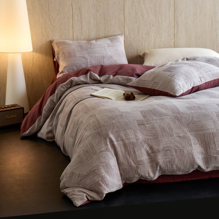 Cotton bedding set, 100S, brushed, geometric