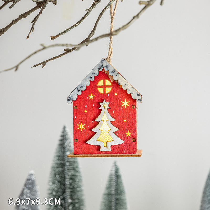 Christmas wooden house decoration sets with LED