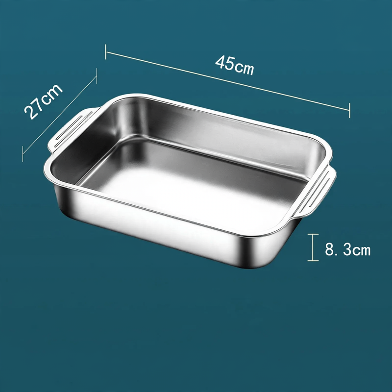 Stainless steel serving tray, square