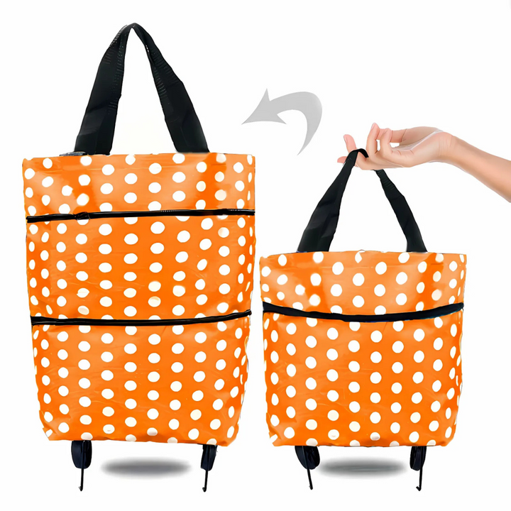 Foldable shopping trolley with expandable wheels | Stornfield