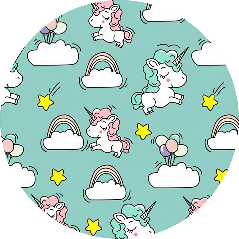 Stornfield | Pink and Blue Polyester Kids Rug with Unicorn and Rainbow Print, Washable, Non-Slip Backing for Kid's Room