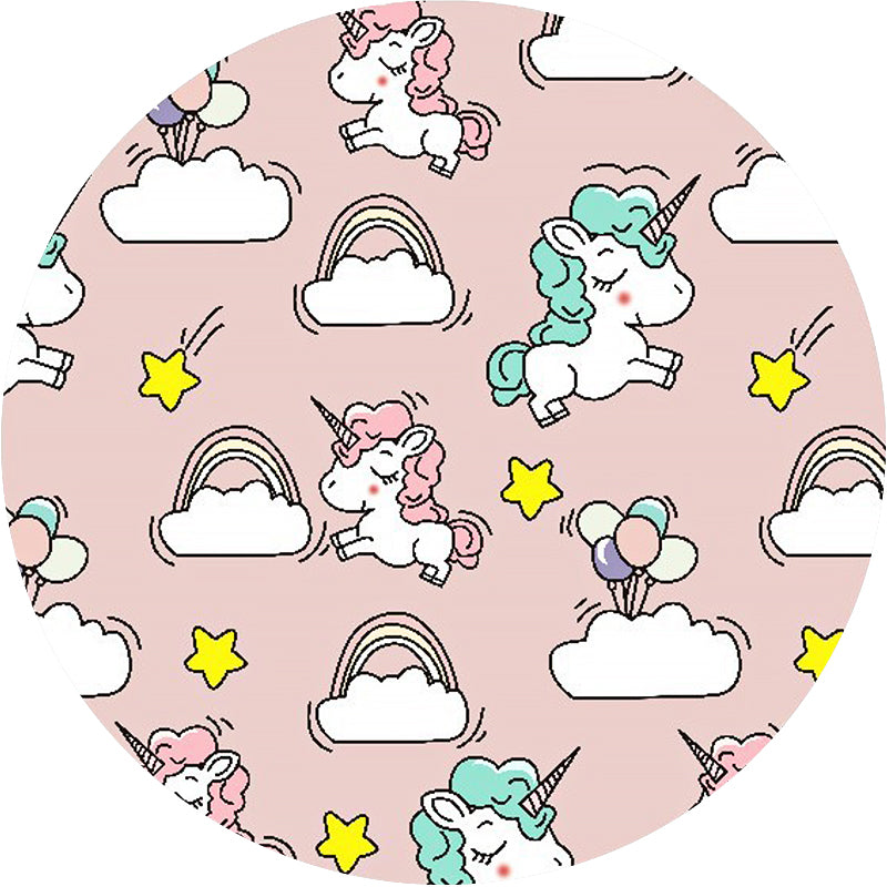 Stornfield | Pink and Blue Polyester Kids Rug with Unicorn and Rainbow Print, Washable, Non-Slip Backing for Kid's Room