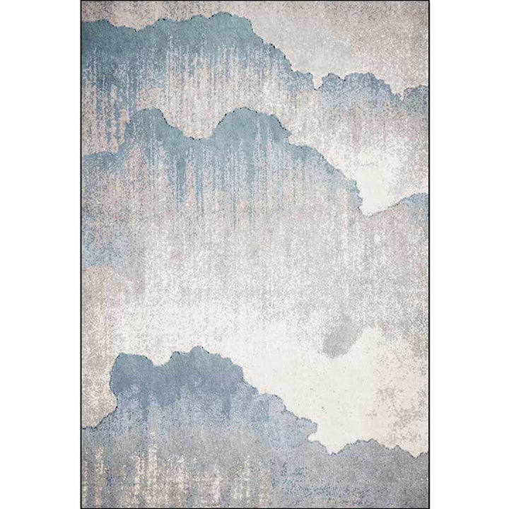 Stornfield | Light Blue Vintage Ink Paint Rug Machine Washable Polyester Rug Non-Slip Rug for Living Room