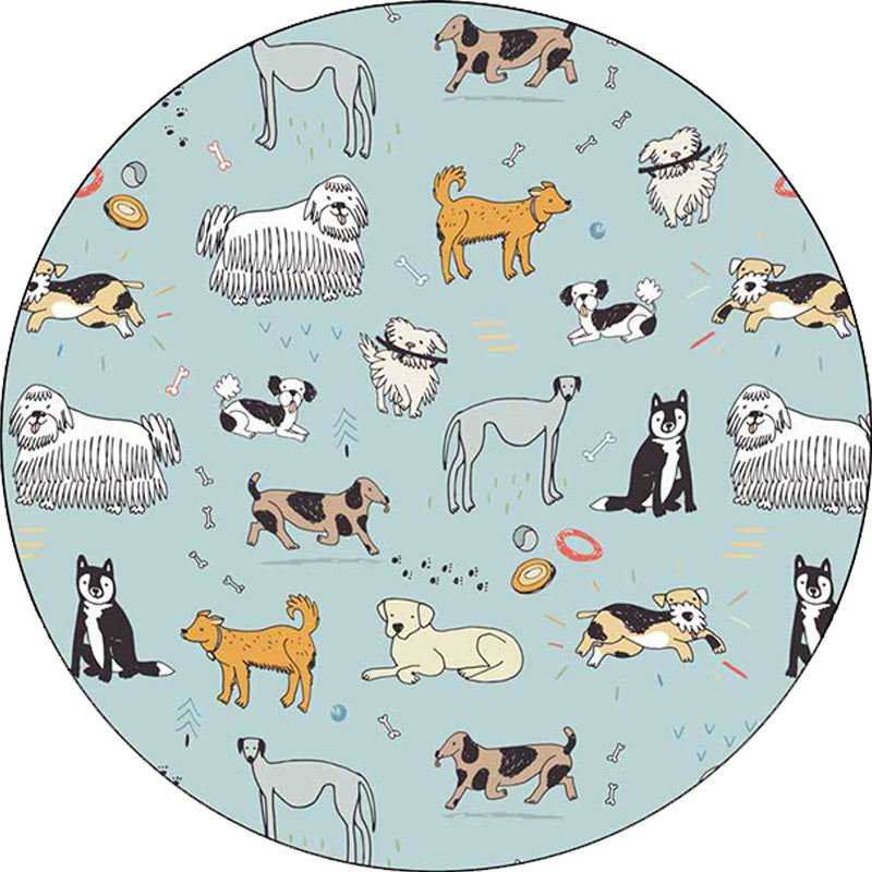 Stornfield | Unique Green Dog Bone Pattern Polyester Washable Kids' Rug for Nursery
