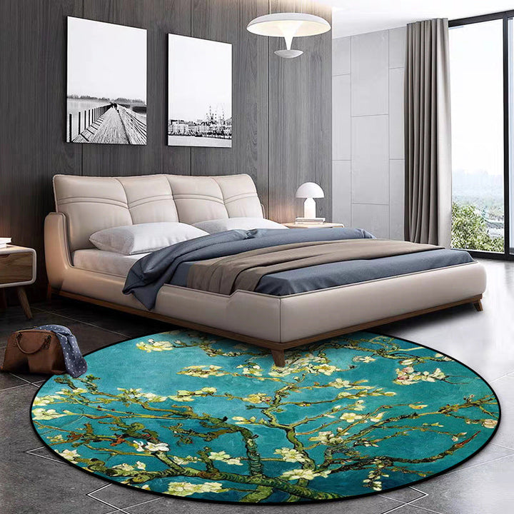 Stornfield | Blue Retro Floral Patterned Rug Traditional Polyester Rug Washable Non-Slip Living Room Rug