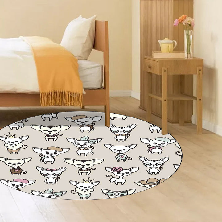 Stornfield | Brown Dog Animal Print Polyester Casual Kids Rug, Machine Washable, Non-Slip, for Children's Bedroom