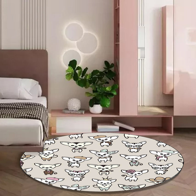 Stornfield | Brown Dog Animal Print Polyester Casual Kids Rug, Machine Washable, Non-Slip, for Children's Bedroom