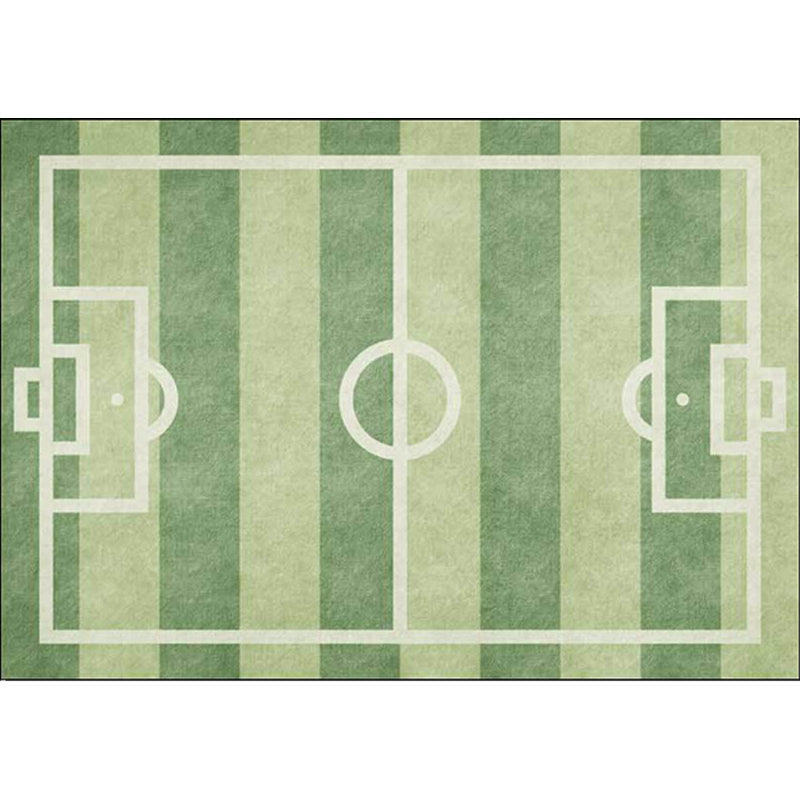 Stornfield | Kids' Bedroom Rug in Green Sports Football Field Print Non-slip Polyester Mat Washable Rug