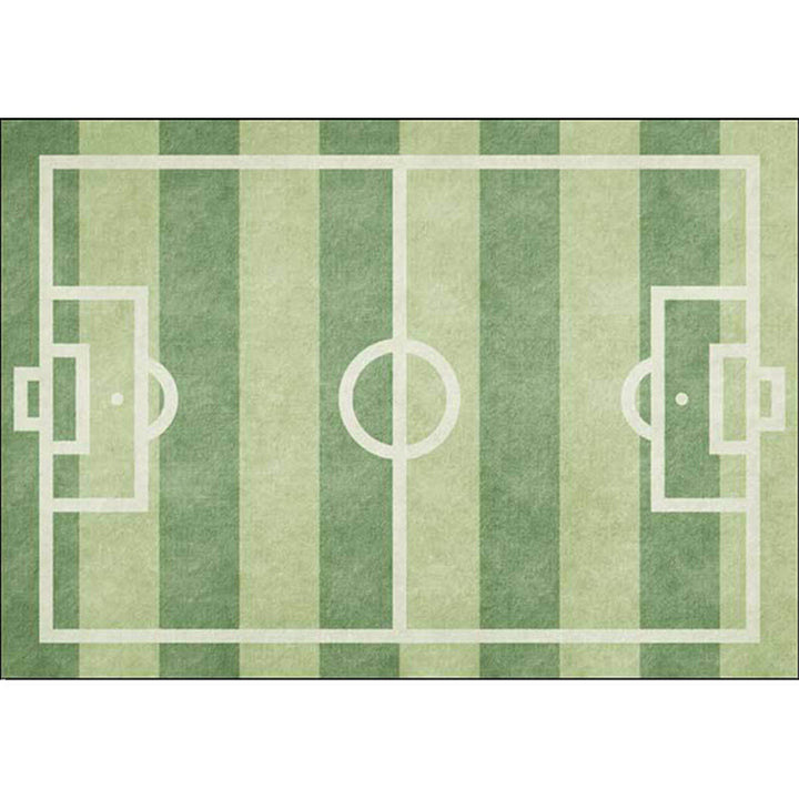 Stornfield | Kids' Bedroom Rug in Green Sports Football Field Print Non-slip Polyester Mat Washable Rug