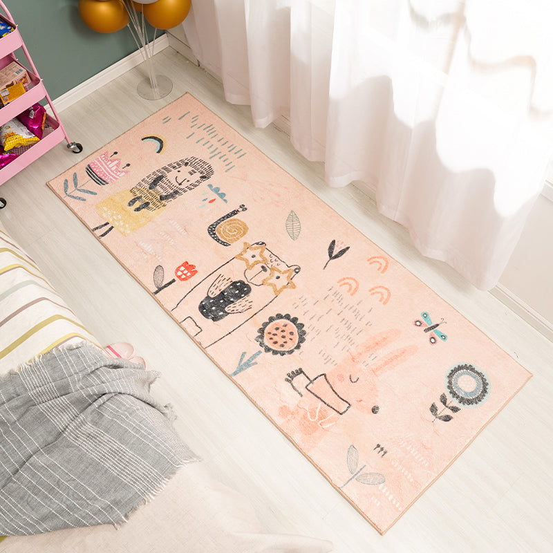 Stornfield | Beautiful Apricot Cartoon Carpet for Kids Washable Non-Slip Polyester Mat for Children's Room