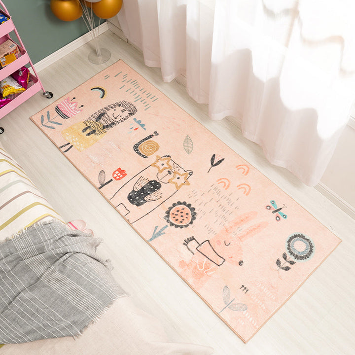 Stornfield | Beautiful Apricot Cartoon Carpet for Kids Washable Non-Slip Polyester Mat for Children's Room