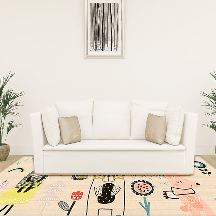 Stornfield | Beautiful Apricot Cartoon Carpet for Kids Washable Non-Slip Polyester Mat for Children's Room