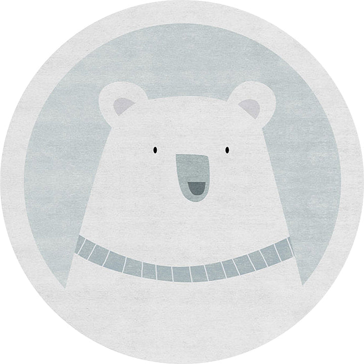 Stornfield | Grey Polyester Rug with Unique Cartoon Bear Pattern, Kids' Washable Non-Slip Area Rug for Children's Bedroom
