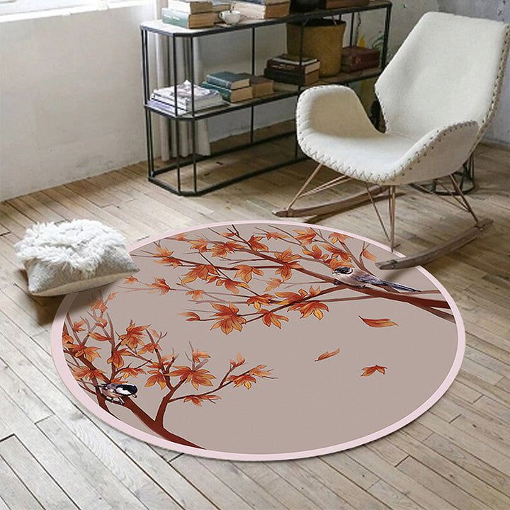 Stornfield | Red Polyester Oriental Rug with Leaf and Bird Pattern Washable Non-Slip Rug for Living Room